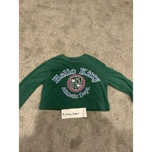 Hello Kitty By Sanrio Long Sleeve Crop Sweatshirt Green/Blue/Pink Size M